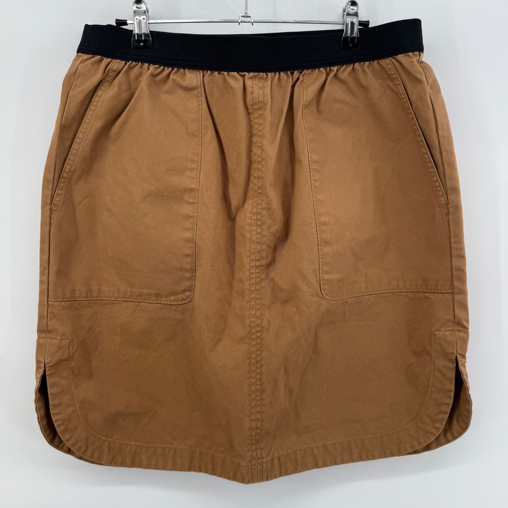 Gap Womens Brown Cotton Twill Utility Mini Skirt Elastic Waist Pockets Size L